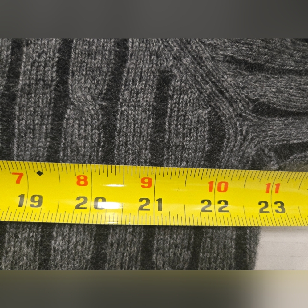 Amicale Cashmere Grey Cable Cashmere Sweater Umisex SZ L - Picture 7 of 13